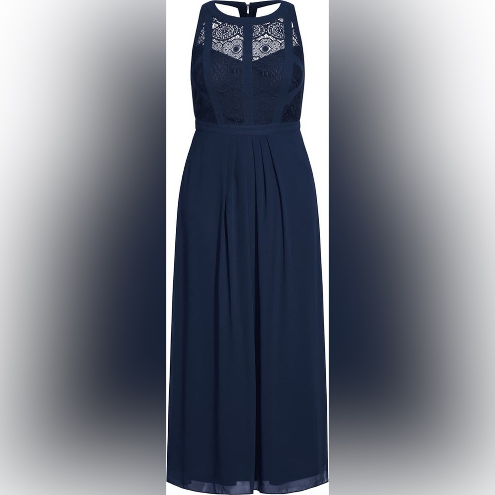 City Chic Paneled Bodice Maxi Dress French Navy - Picture 3 of 10